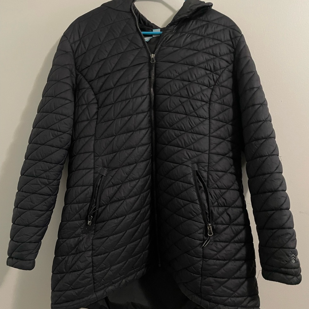 Free Country Black Quilted Hooded Puffer Coat